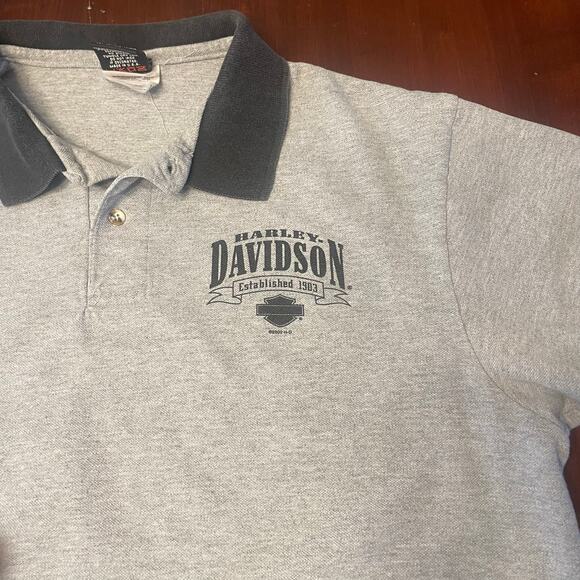 Harley Davidson Gray Polo Shirt M Slidell, LA Top Medium black trim - Picture 3 of 6